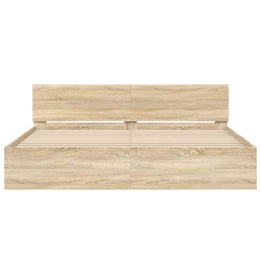 vidaXL Sengeramme med hodegavl sonoma eik 200x200 cm 8721012246744