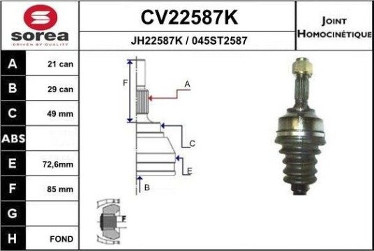 Drivledd EAI CV22587K