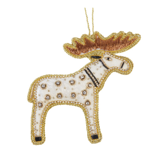 Tinker Tailor Elg med broderinger 12,5cm krystaller hvit gull