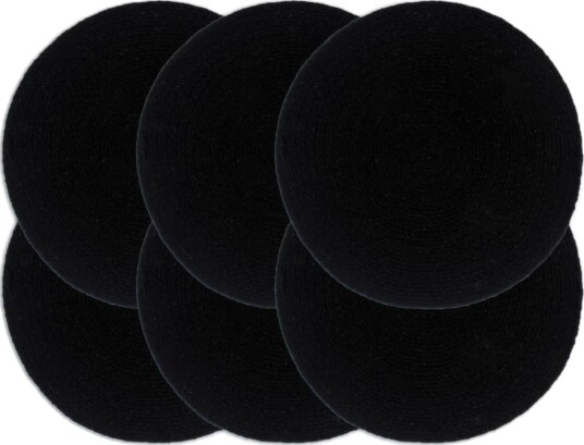vidaXL Bordmatter 6 stk ren svart 38 cm rund bomull vidaXL Bordmatter 6 stk ren svart 38 cm rund bomull