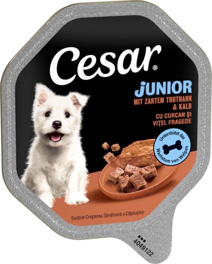 Cesar Våtfôr Junior Skål Med Og Kalv Kalkun 14 X 150 G