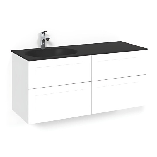 Macro Design Crown Servantskap 4-skuff - med Venstre Glasservant 120cm Hvit / Frame Glass Edge Svart Macro Design Crown Servantskap 4-skuff - med Venstre Glasservant 120cm Hvit / Frame Glass Edge Svart