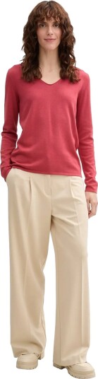Tom Tailor Sweater Basic V Neck Red S