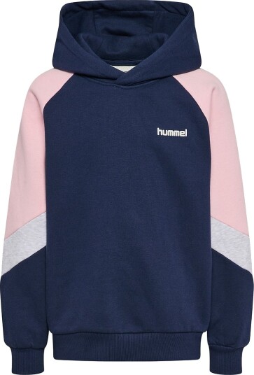 Hummel Hettegenser hmlJR Dress Blue/Roseate skjestork Hummel 7 8 år (122 128) Hettegenser Grå Marineblå Rosa