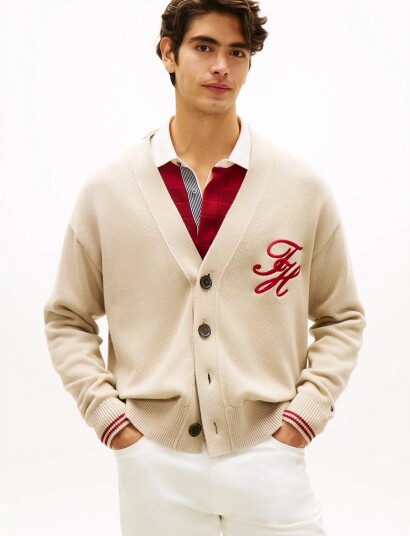 Tommy Hilfiger Chunky Cotton Cardigan Cream L Tommy Hilfiger Chunky Cotton Cardigan Cream L
