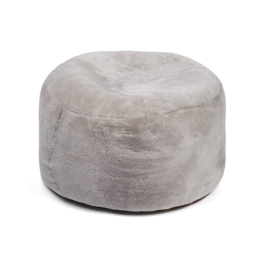 Natures Collection Rund pouf Mokkasin New Zealand D55xH36 cm Sølvgrå