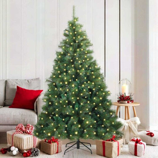  Kunstig juletre med 300 LED med stativ grønn 180 cm PE og PVC