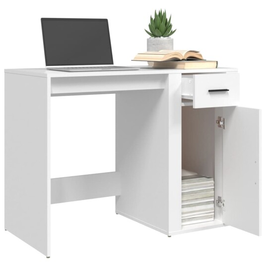 vidaXL Skrivebord hvit 100x49x75 cm konstruert tre