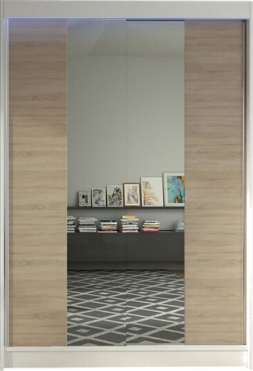Liverpool Garderobe med Speil 120x200 cm - Brun/Hvit