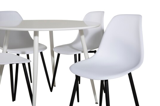 Venture Home Plaza Spisegruppe 100 cm Rund med 4 Polar Stoler Sort