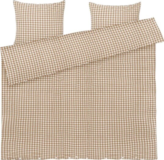 Juna - Bæk&Bølge krepp sengesett 220x220 cm karamell/offwhite