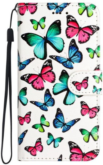 EIDERWOOD iPhone 17 Kunstskinn Flip Deksel med Lommebok & Stropp – Sommerfugler