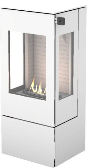 Nexo 100 hvit frittstående biopeis med sideglass og ståldør Nexo 100 hvit frittstående biopeis med sideglass og ståldør