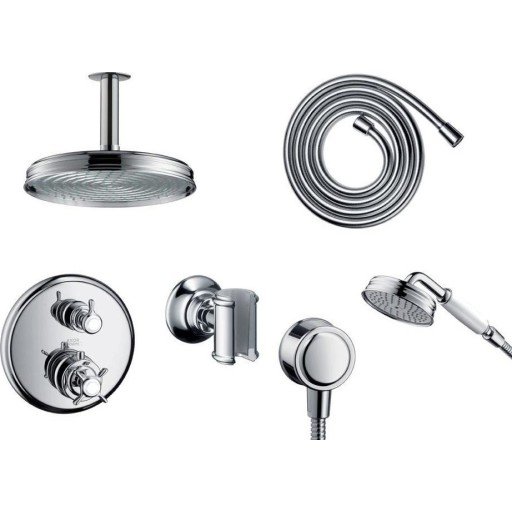 Hansgrohe Axor Montreux komplett dusjsett for innbygning, Krom (med takmontert hoveddusj) Hansgrohe Axor Montreux komplett dusjsett for innbygning, Krom (med takmontert hoveddusj)