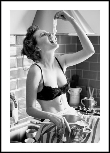Pasta Lover in Black & White Plakat Plakat / 50x70cm