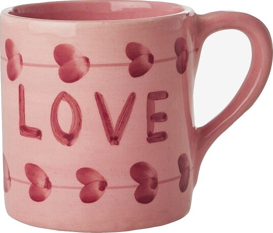 RICE   Keramikk Krus med håndmalt Love   420 ml   Rosa
