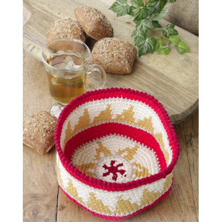 Â Breakfast Treats by DROPS Design Kurv Hekleoppskrift 18x9 cm