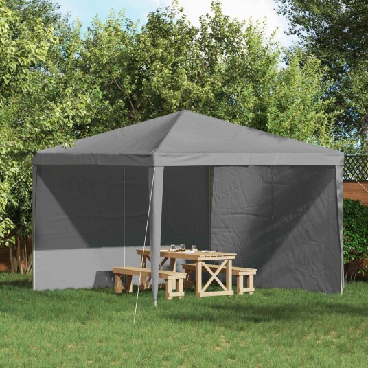 vidaXL Party Telt Sidevegg 2 stk. 300 x 195 cm Lysegrå PE og stål