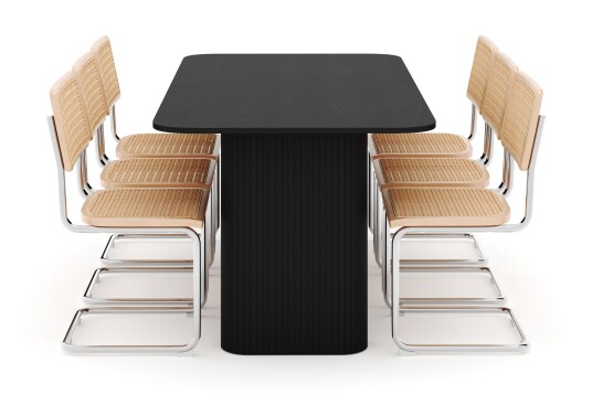 Scandinavian Choice Kopparbo Spisebord 160 220 cm Forlengbart med 6 stk Build Matstkolar Svart