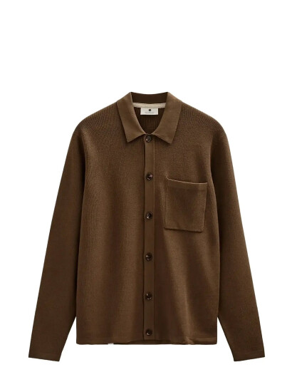 Anerkjendt Aksvend Needle Rib Knit Cardigan - Brown - L