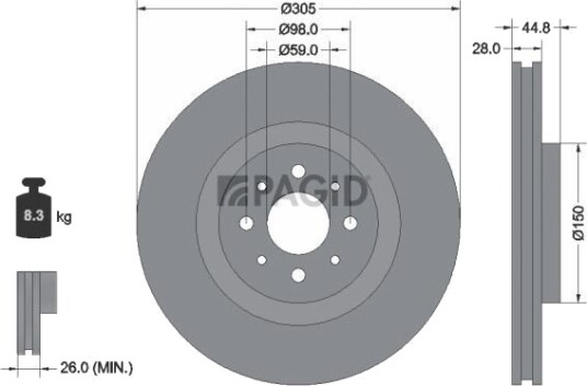 PAGID 55285NC Bremseskive