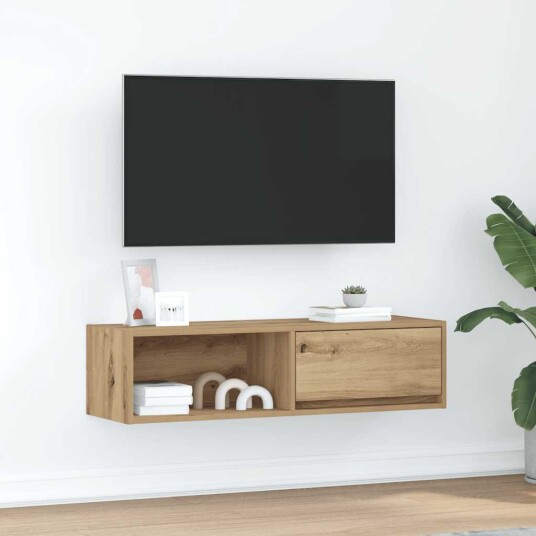 TV benk artisan eik 100x31x25,5 cm konstruert tre