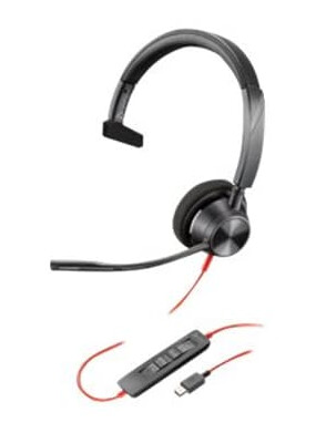 Poly Blackwire 3310 Hodesett Usb-c Microsoft Teams Mono Svart Poly Blackwire 3310 Hodesett Usb-c Microsoft Teams Mono Svart
