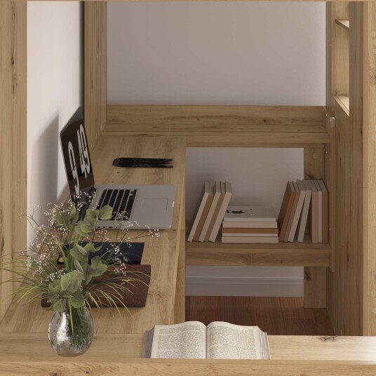  Loft seng ramme med skrivebord Artisan Eik 100 x 200 cm