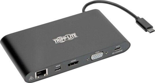 Tripp Lite U442-DOCK1-B USB-C Dokkingstasjon HDMI VGA Mini DisplayPort USB Gigabit Ethernet PD 100 W