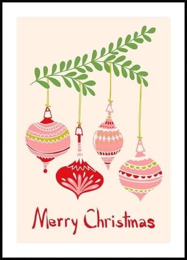 Cheerful little Christmas baubles Poster Plakat / 70x100cm
