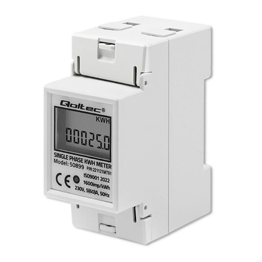 Qoltec 1 Fase DIN Strømmåler Qoltec 1 Fase DIN Strømmåler