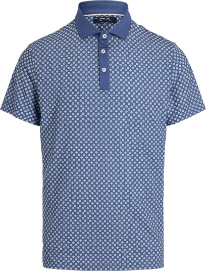 Ralph Lauren Golf Prntd Lt Wt Air Flw Knt Polo Blue XXL