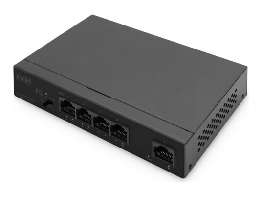 Digitus - Switch - Ikke-Styrt - 4 X 10/100/1000 (Poe) + 1 X 10/100/1000 (Opplink) - Stasjonær - Poe (60 W)