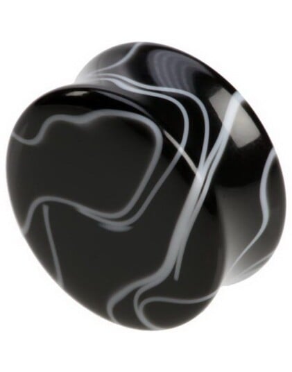 Utgått Marble Design Black Piercing Plugg Strl 22 mm
