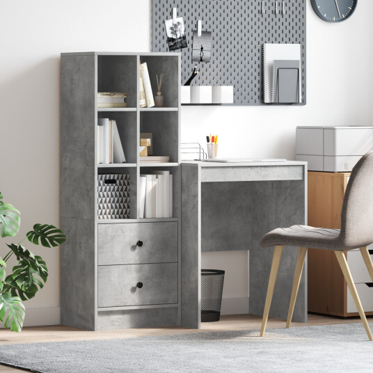  Skrivebord med lagring 2 pcs Betonggrå 60 x 50 x 76 cm