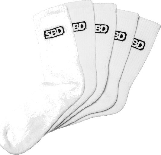 SBD Apparel SBD Classic Crew Socks 5 Pack White White Medium
