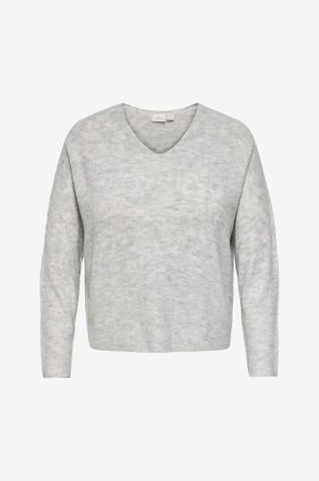 Only Carmakoma   Genser carCamilla V neck L/S Pullover Knt   Grå