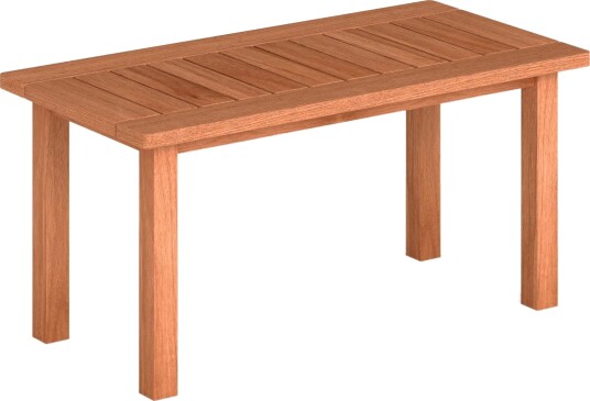 Salongbord i tre med lamellplate innendørs/utendørs 90x45cm