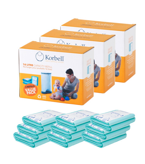 Korbell Bleiepose refill til Bleiebøtte, 9pack