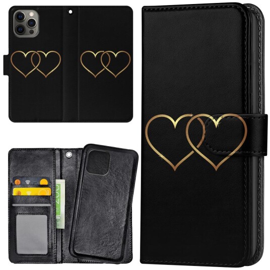 Generic Iphone 14 Pro Max - Lommebok Deksel Double Hearts