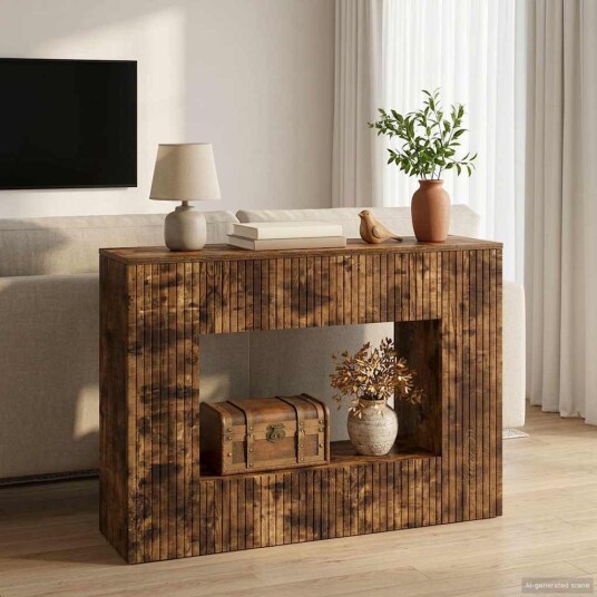 vidaXL Konsollbord Stripete Røkt Eik 101 x 29 x 74 cm Konstruert tre