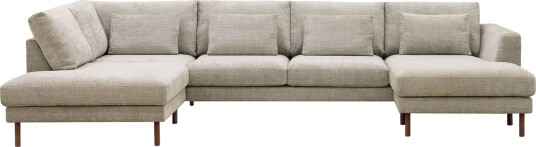 Florenz 4 seters Venstrevendt U formet Sofa med Divan og Sjeselong i Chenille   Grå / Beige