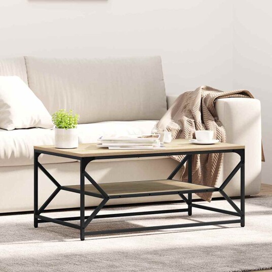 Kaffebord med Hylle Sonoma Eik 90x50x40 cm Konstruktivt Tre