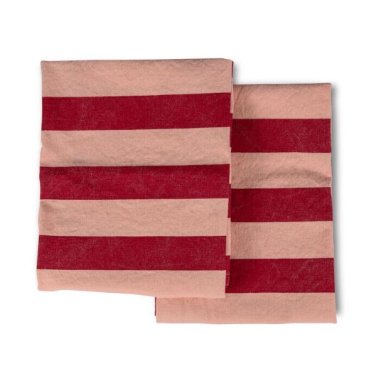 Byon Leya stripe kjøkkenhåndkle 50 x 70 cm 2-pakning Rød-rosa Byon Leya stripe kjøkkenhåndkle 50 x 70 cm 2-pakning Rød-rosa