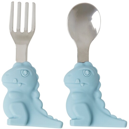 Rice Stainless Steel Kids Bestikk Med Dino Handle Blue