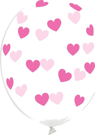 Partydeco Ballonger Transparente med Rosa Hjerter 6-pakning SB14C-228-099M-6