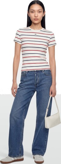 Tommy Jeans Tjw Slim Essential Rib Ss Ext Cream M
