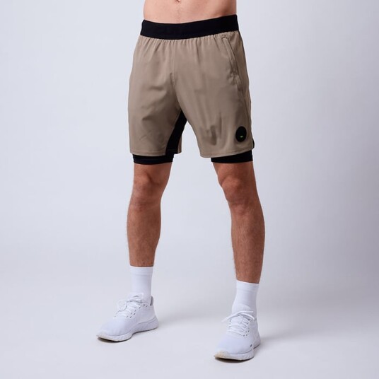 Cln Athletics Rep 2 in 1 Shorts Khaki Brun Small