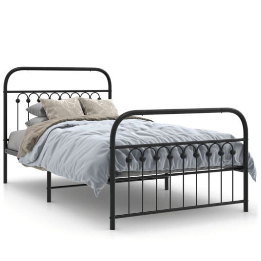  Sengeramme i metall med hode- og fotgavl svart 100x190 cm 8721102645013