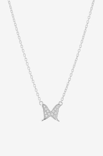 Carolina Gynning   Halskjede Petite Papillion Sparkling   Sølv